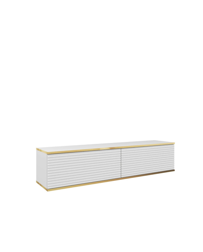 Oro 135 MDF TV spintelė, durelėmis, montuojama ant sienos, balta/auksinė