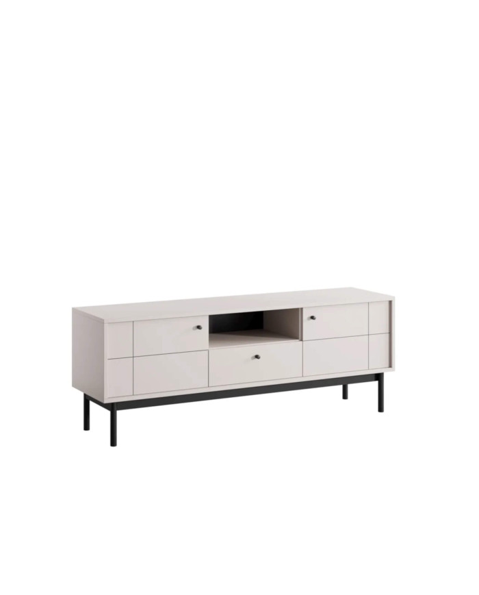 Japandi RTV 154 TV spintelė, durelėmis, stalčiumi, niša, kašmyro/juoda