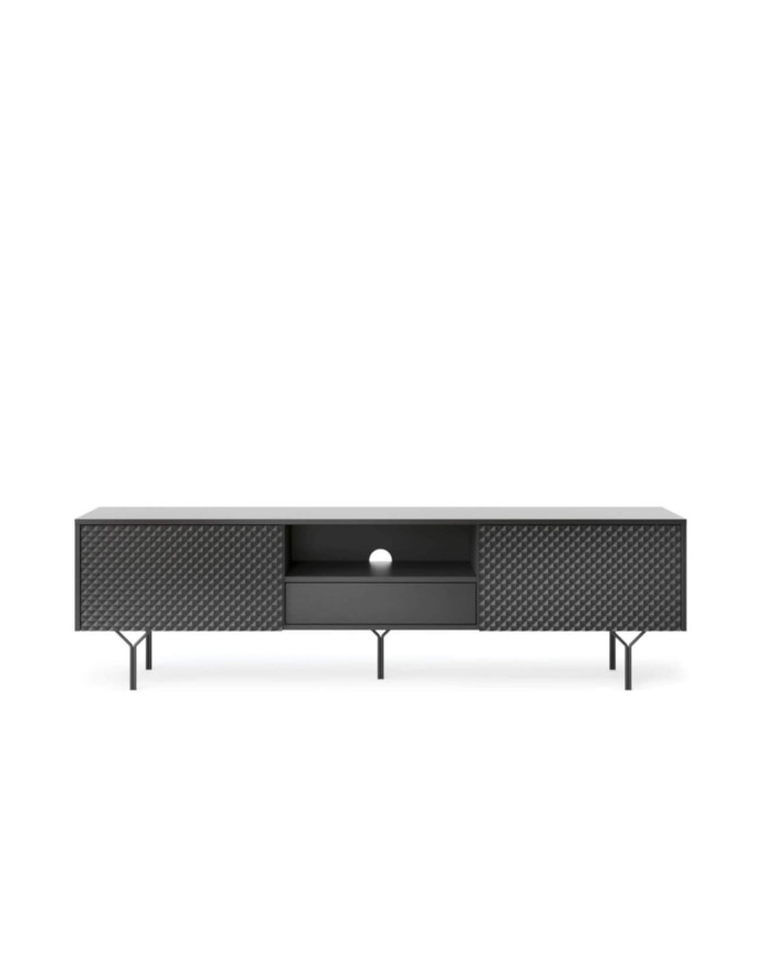 Raven RTV 180 TV spintelė, niša, stalčius, atvartai, juoda