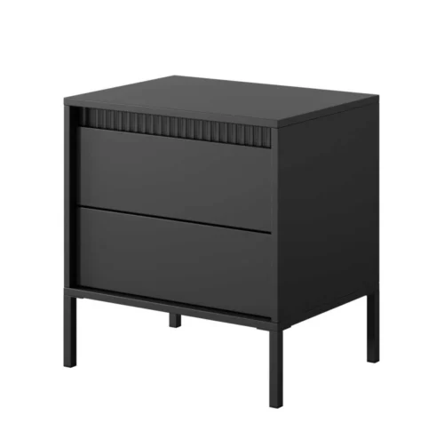 Lofto stiliaus naktinis staliukas su grioveliais, Senso, juodas