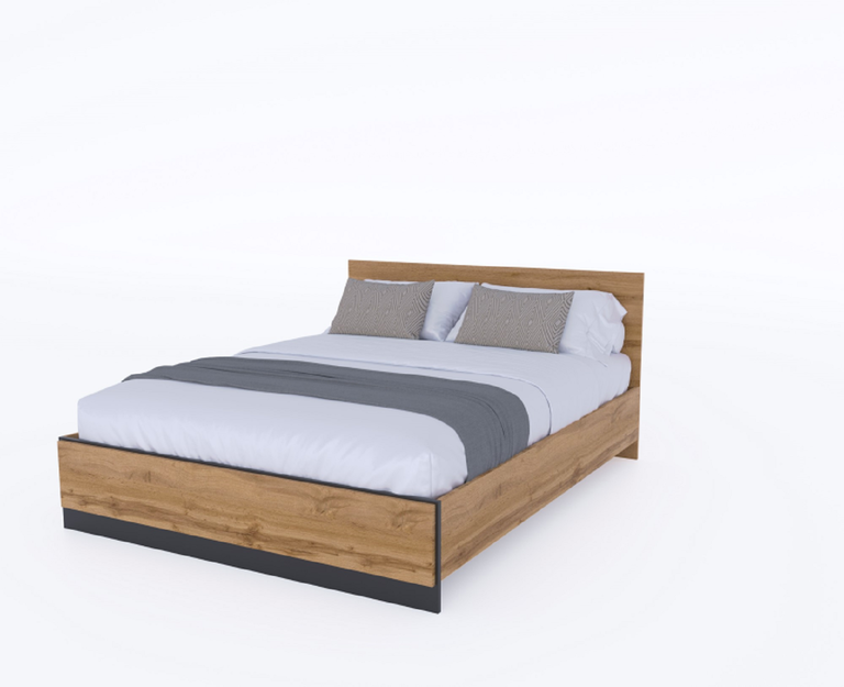 AMINO lova 160 ąžuolo spalvos wotan / juoda