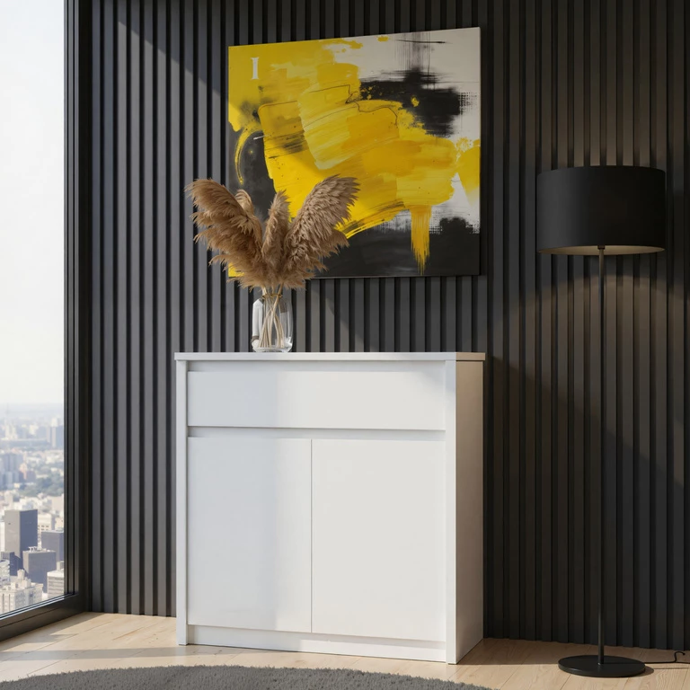 ERDEN komoda, 2 stalčiai, 1 vnt., balta