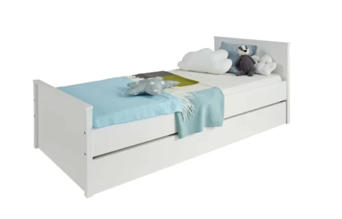 OLE balta matinė lova su papildoma išskleidžiama lova 90 x 200