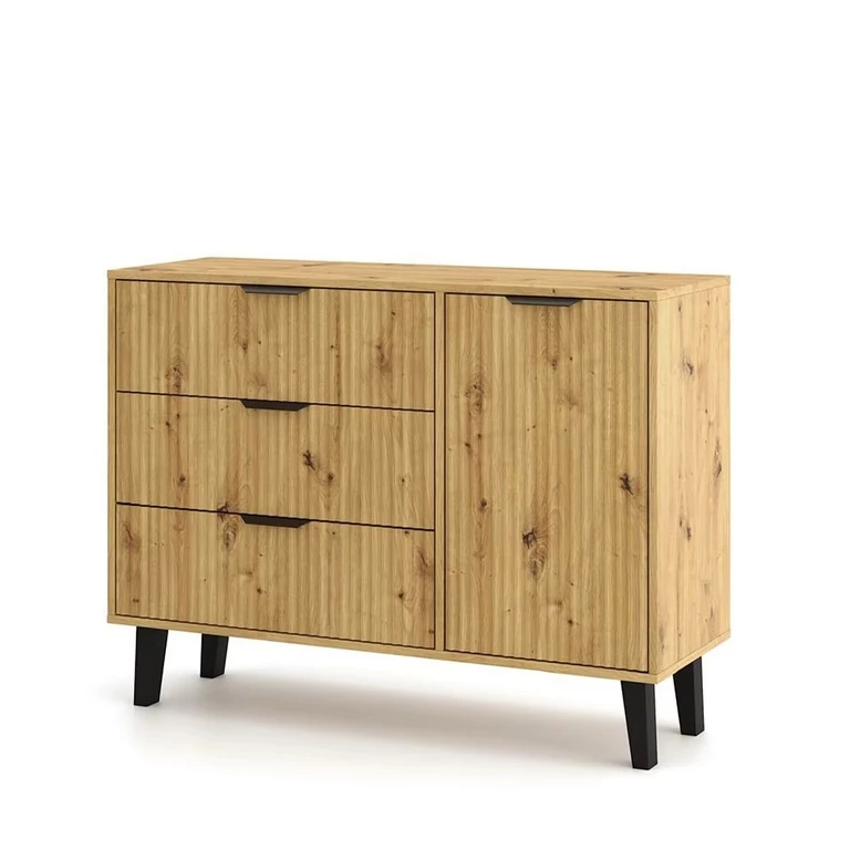 BORG DUO komoda, 1 stalčius, 3 vnt., ąžuolo spalvos