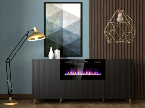 PAFOS komoda 180 cm juoda su židiniu