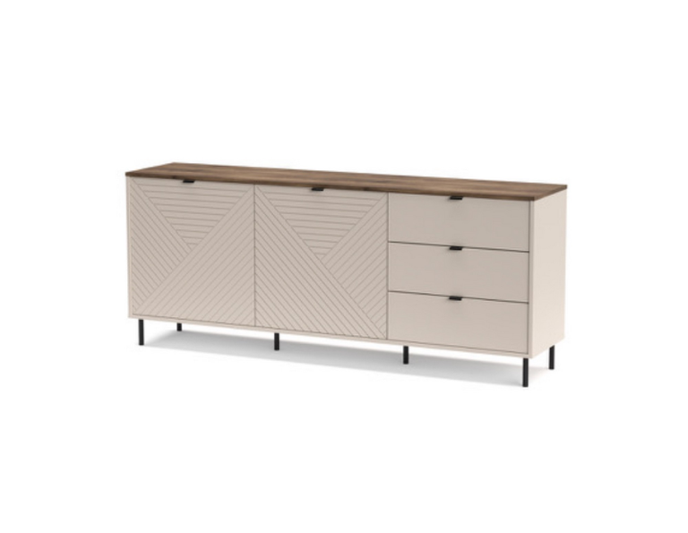 EVO komoda, 2 stalčiai, 3 stalčiai, kašmyras / ąžuolas „Castello“