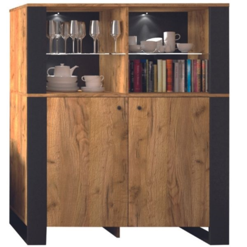 MEDINĖ komoda, 2d ąžuolo spalvos, auksinė