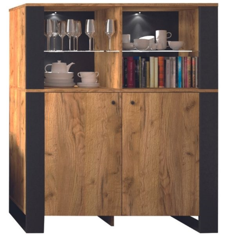 MEDINĖ komoda, 2d ąžuolo spalvos, auksinė