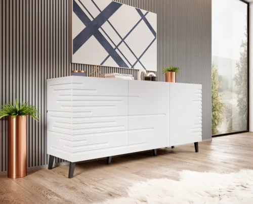 NOVA komoda, matinė balta