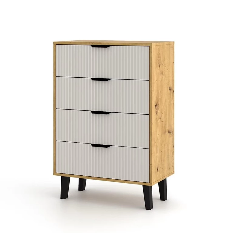 BORG DUO 4 vietų komoda, ąžuolo imitacija / kašmyro imitacija