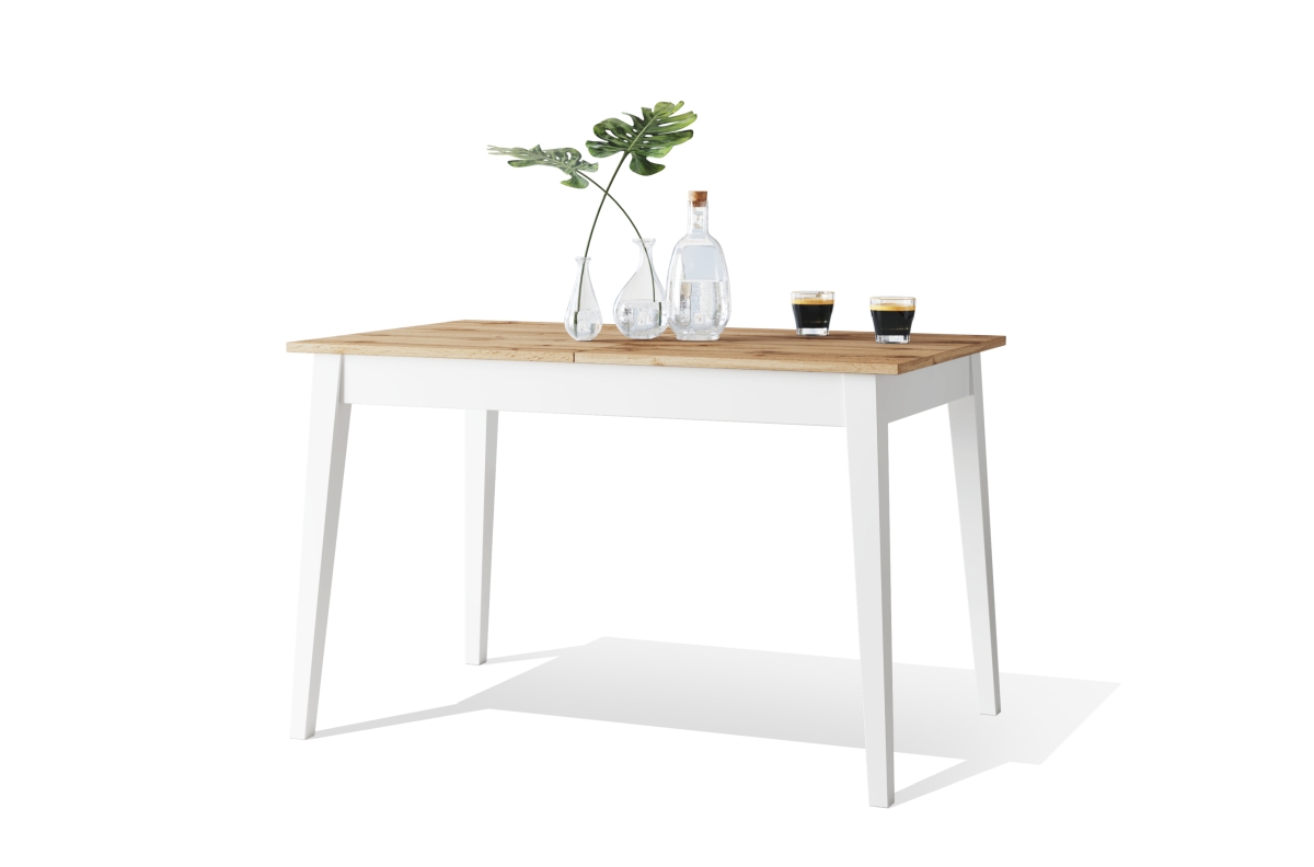 TIVO Wotan ąžuolas/baltas - SKANDINAVINIO STILIUS IŠTRAUKIAMAS STALAS SVETAINEI / VALGOMAJAM / RETRO VIRTUVEI
