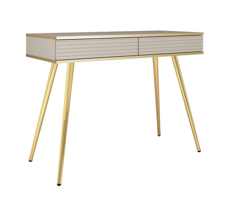 Oro T102 smėlio spalvos griovelių MDF tualetinis staliukas su stalčiais