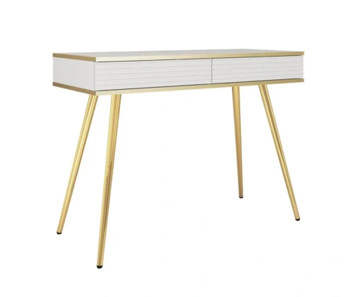 Oro T102 balta grioveliais dekoruota MDF konsolinė komoda su stalčiais
