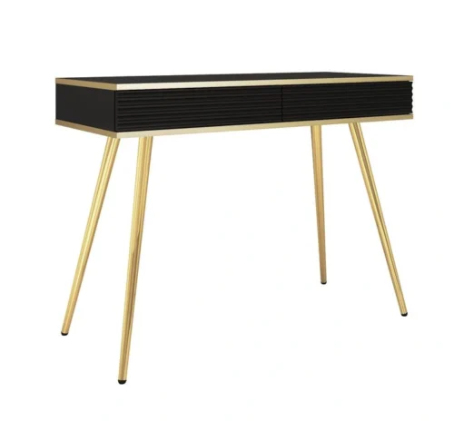 Oro T102 juoda grioveliais dekoruota MDF konsolinė komoda su stalčiais