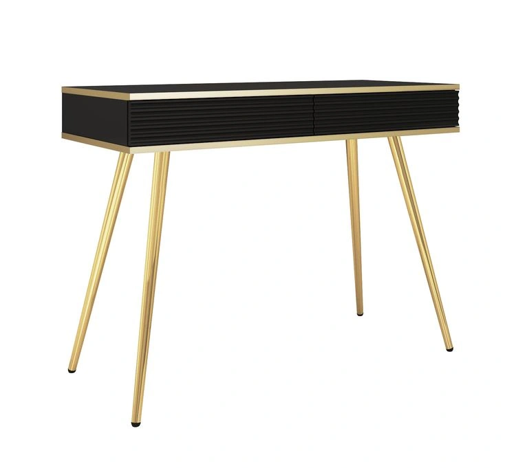 Oro T102 juoda grioveliais dekoruota MDF konsolinė komoda su stalčiais