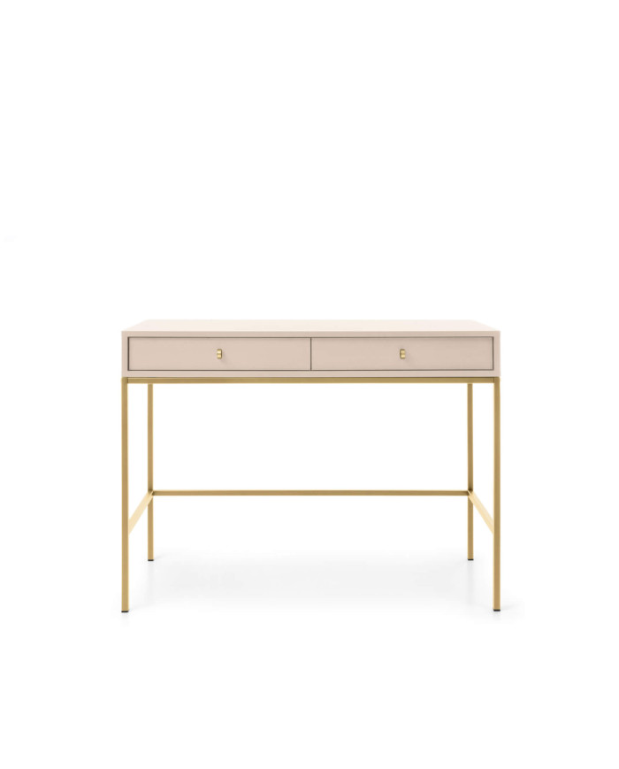 Tualetinis staliukas, konsolė Mono MT104, stalčiai, smėlio spalvos/auksinis rėmas