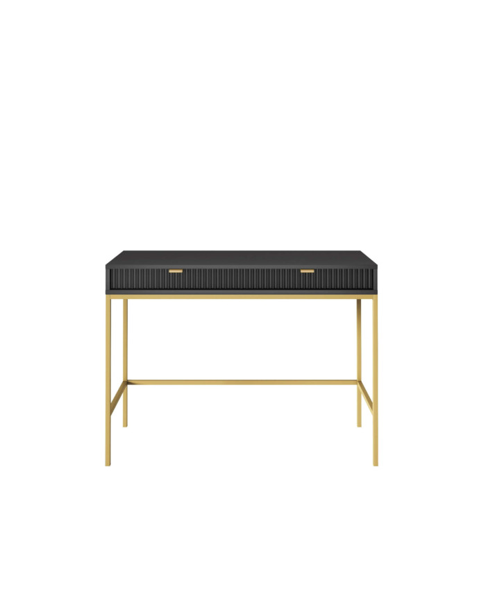 Nova T104 konsolinis tualetinis staliukas su stalčiais, juodas/auksinis rėmas