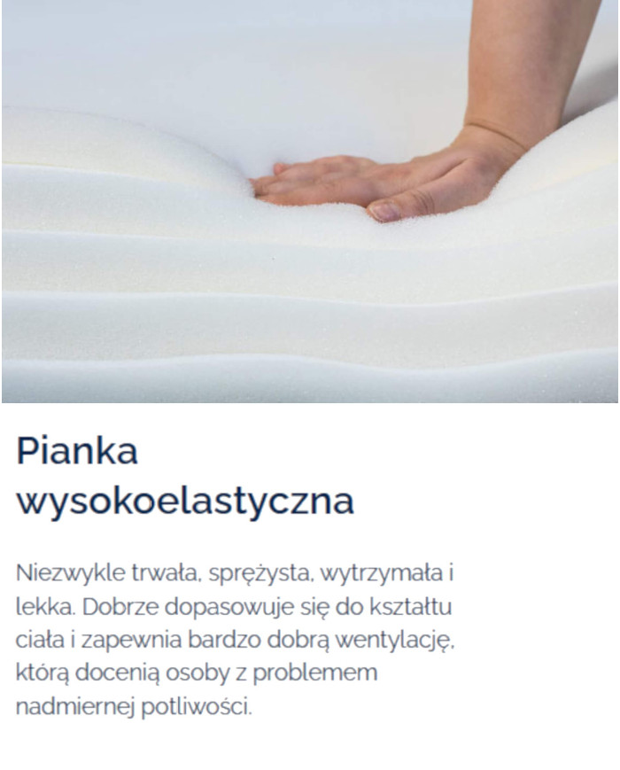 Antčiužinis 140x200 cm, labai elastingas putplastis HR 6 cm, nuimamas užvalkalas, H4, Comforteo - Paveikslėlis 4