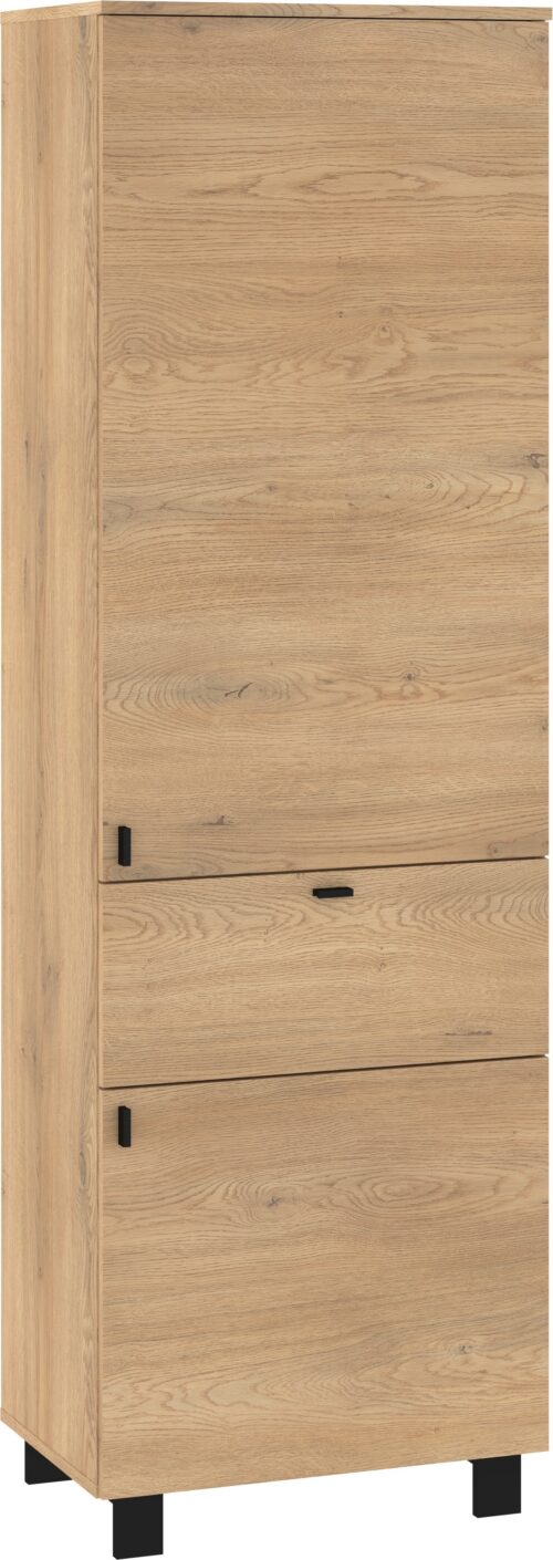 GAVES 07 baldai, knygų lentyna su lentynomis ir uždaru stalčiumi, palėpė, ąžuolas „Cremona“, juoda