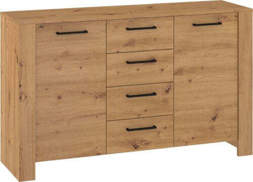 DELIS 03 baldai, didelė komoda su durelėmis svetainei, ąžuolas
