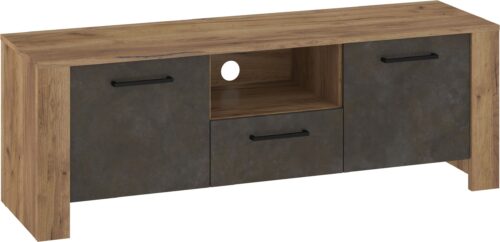 DELIS 10 baldai, komoda, stalas, TV spintelė, 140 cm, ąžuolo spalva, auksinė granados ruda spalva