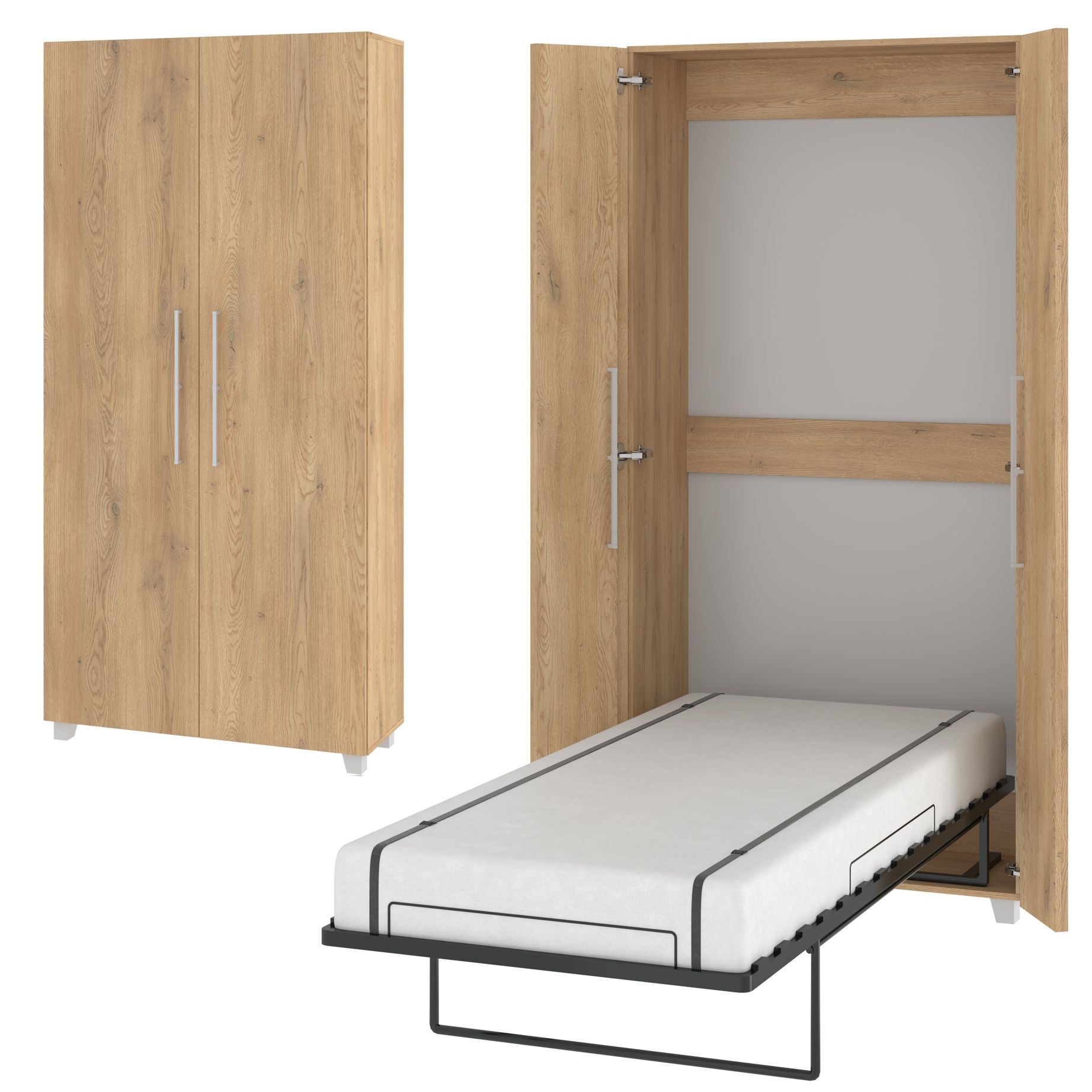 Vertikali sieninė lova TEDDY 90 kremonos ąžuolo spalvos