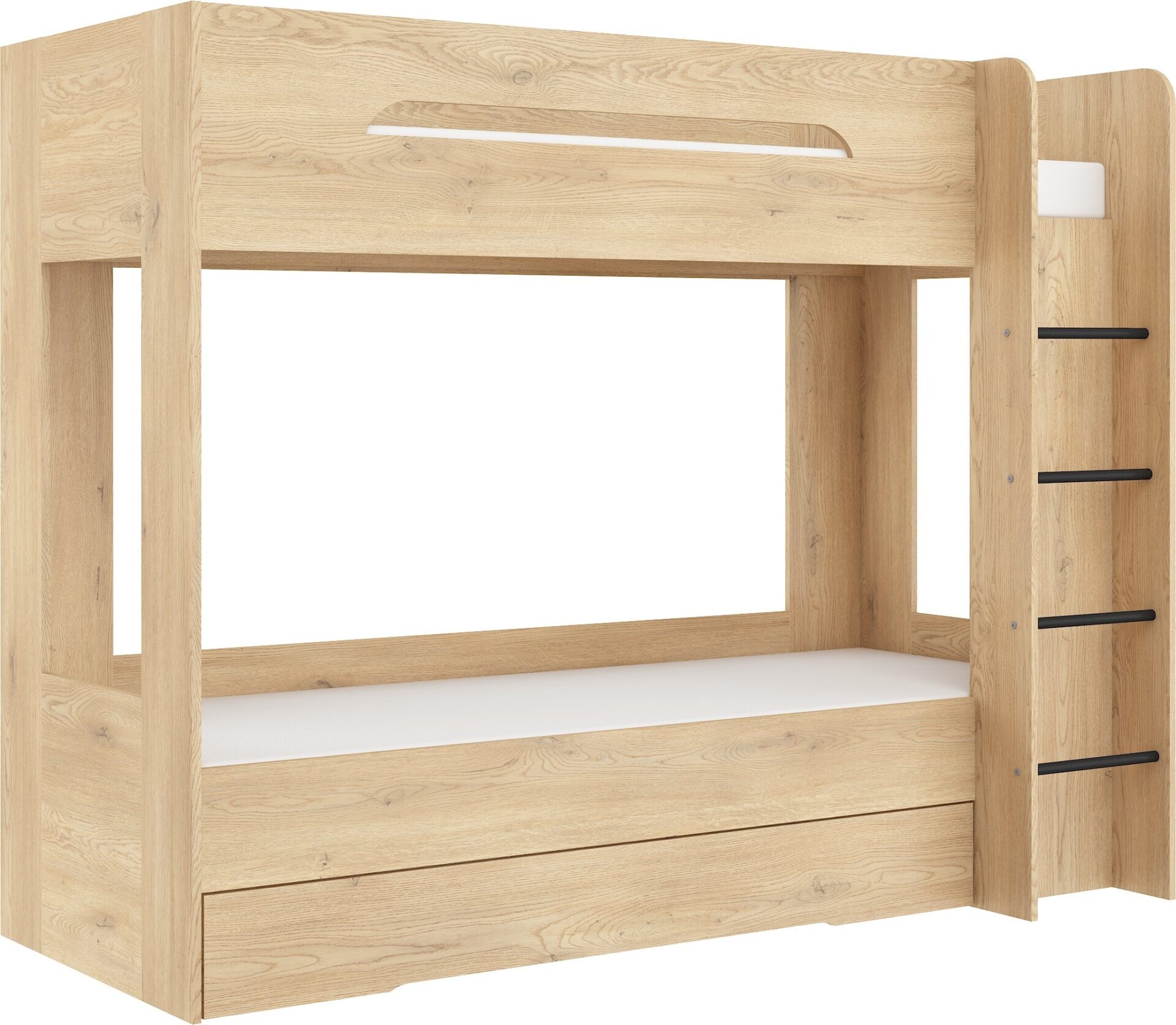 Dviaukštė lova vaikams arba jaunimui, 80x200, BLIN, kremonos ąžuolas