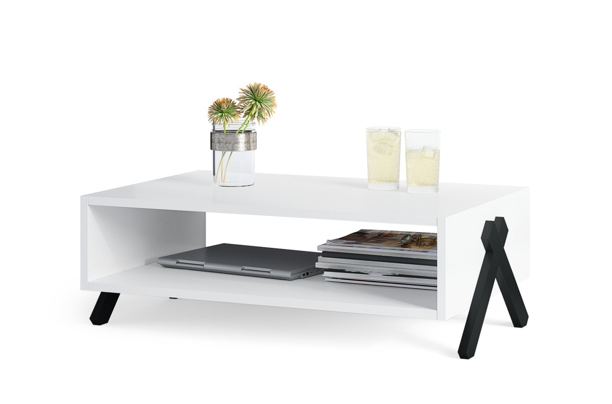 VIK S-90 matinės baltos spalvos - MODERNUS kavos staliukas svetainei