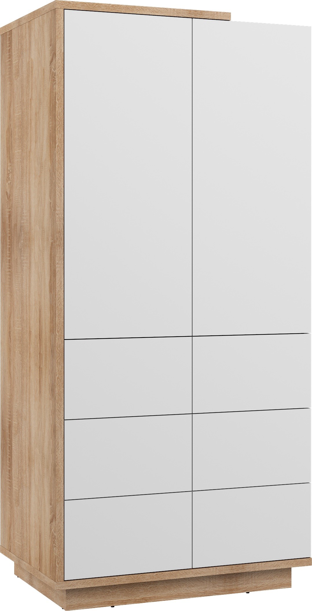 BRITA 23 spinta svetainei, prieškambariui, miegamajam, Sonoma ąžuolas, balta apdaila