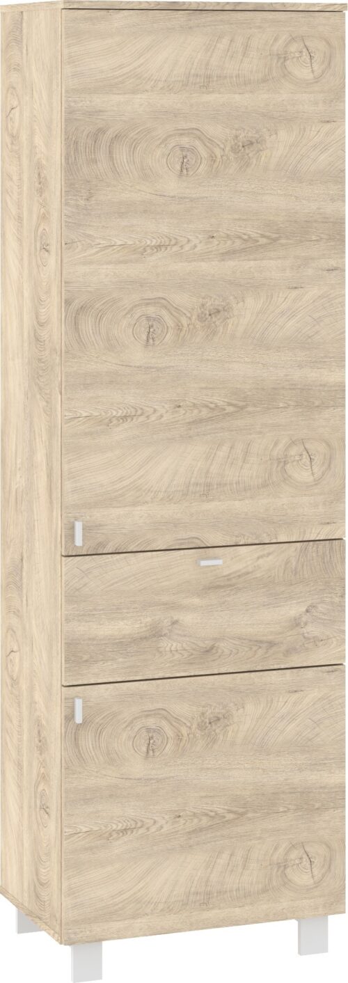 GAVES 07 baldai, lentynų blokas su lentynomis ir uždaru stalčiumi, palėpė, ąžuolo imitacija, balta