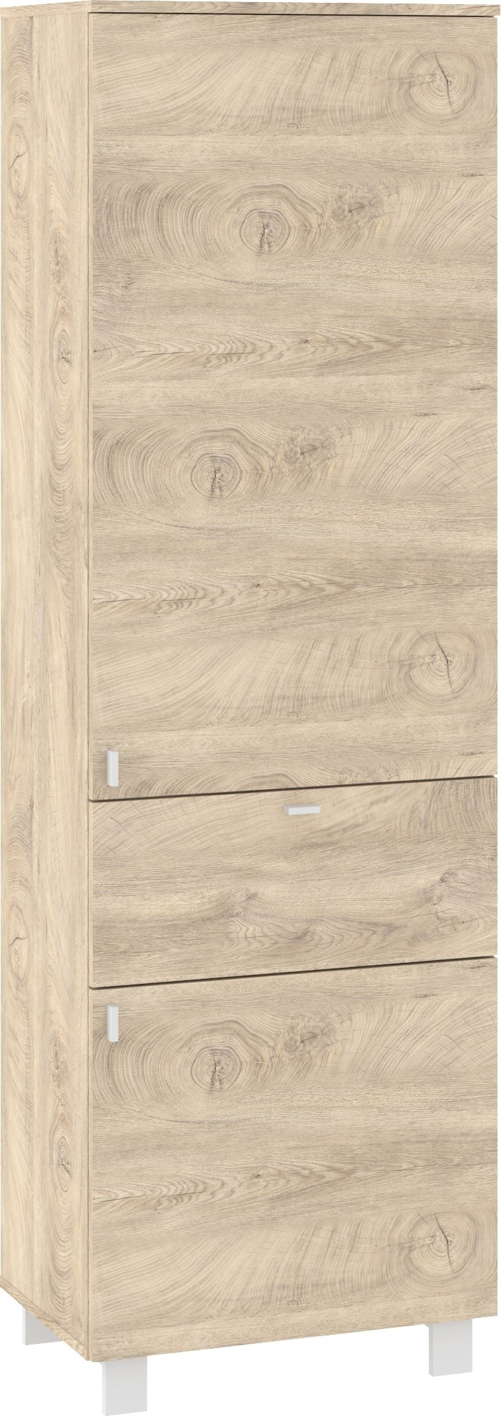 GAVES 07 baldai, lentynų blokas su lentynomis ir uždaru stalčiumi, palėpė, ąžuolo imitacija, balta