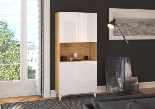 MEGI baldai, 1 lentyna + rašomasis stalas, ąžuolo / baltos spalvos