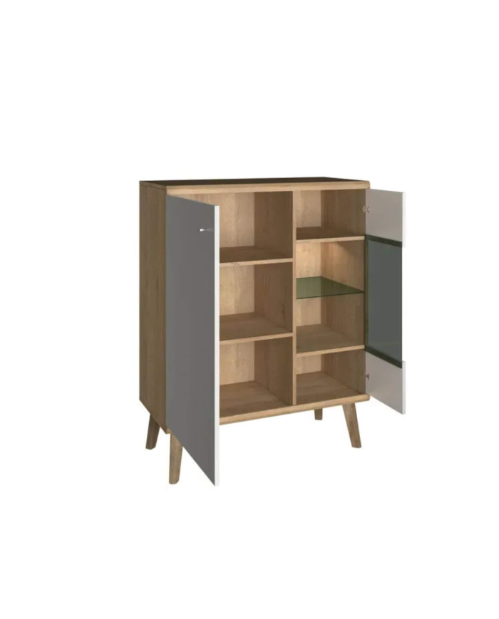 Primo PWT90 žema vitrina, dviejų durų, Riviera Oak/White — изображение 2