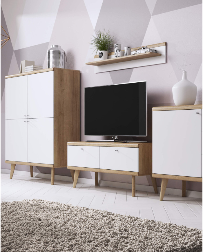 Primo PWT90 žema vitrina, dviejų durų, Riviera Oak/White — изображение 5