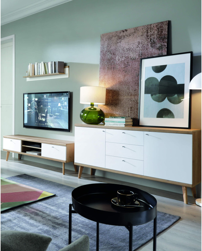 Primo PWT90 žema vitrina, dviejų durų, Riviera Oak/White — изображение 6