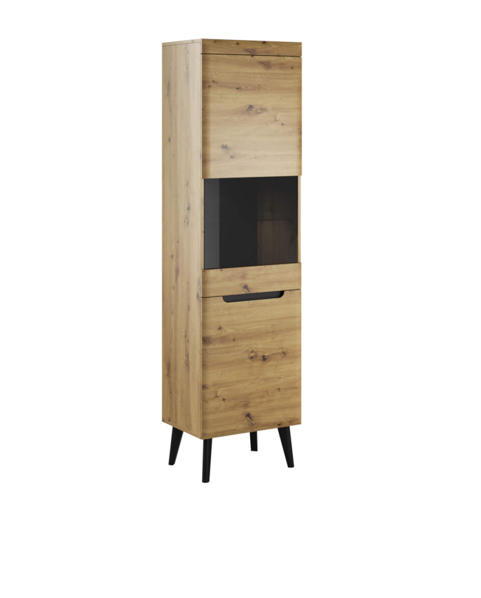 Nordi NWT53 aukšta vitrina, vienvėrės durys, „Artisan Oak“ / juoda