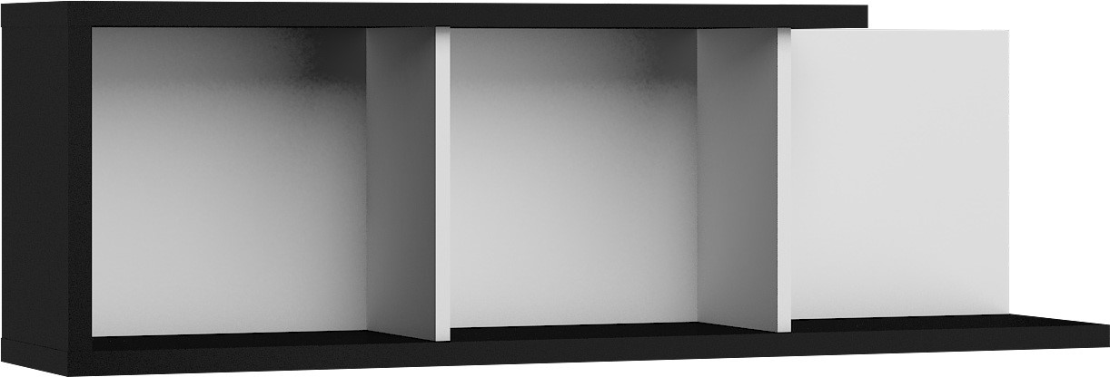 BRITA 15 baldų sieninė lentyna svetainei, juodai balta