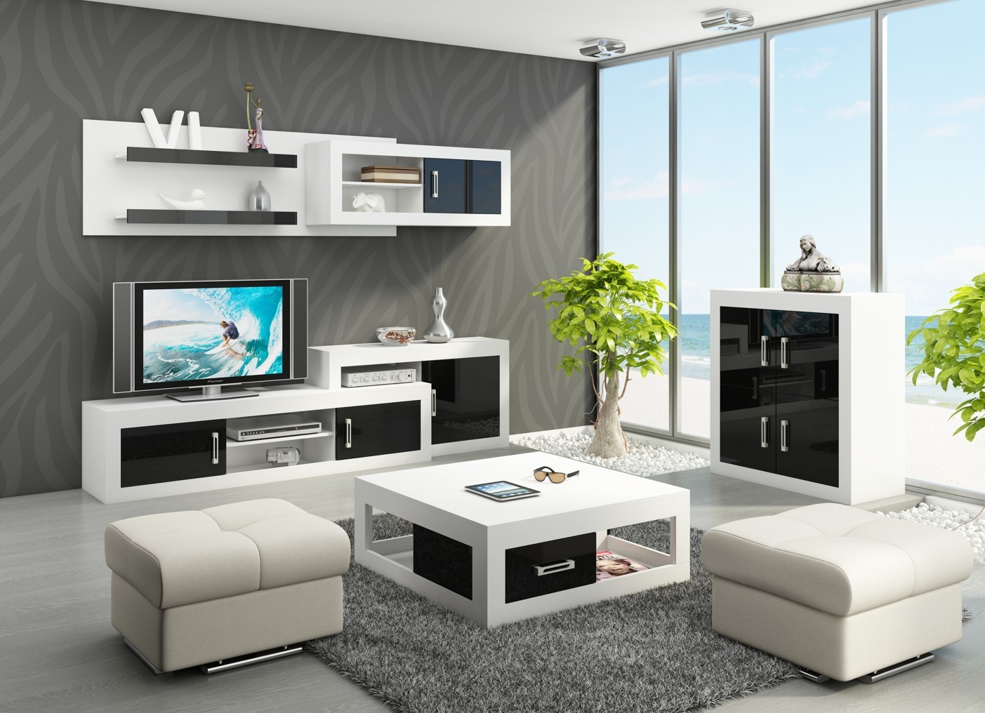 RINGO baldų komplektas Nr. 1, sieninė svetainės spintelė