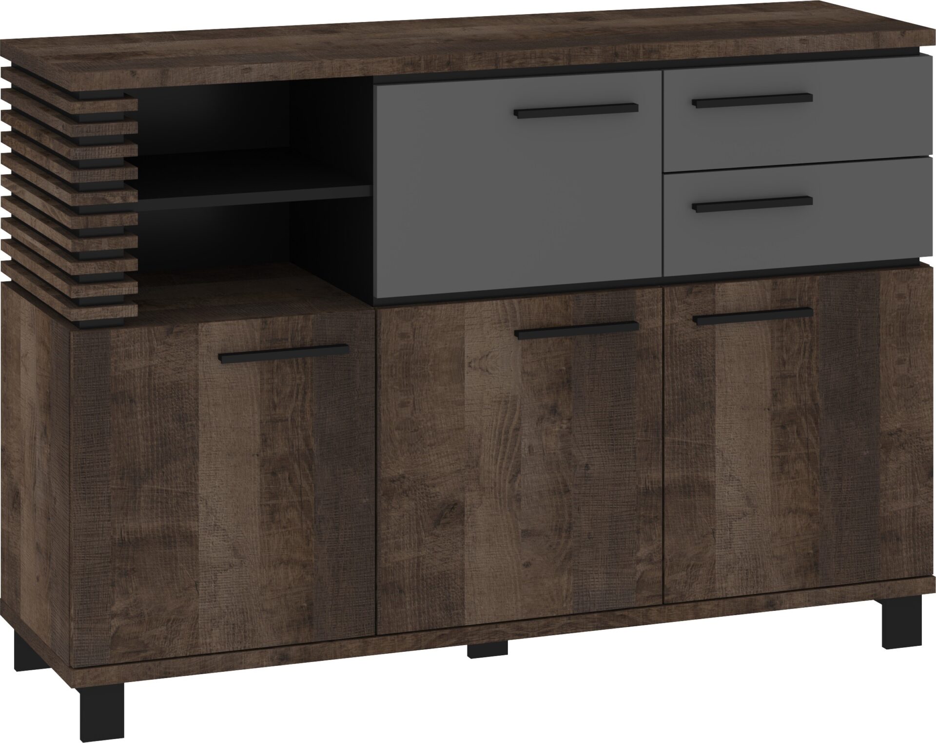 MILAR 04 baldų komoda su stalčiais, 4 stalčiais ir 2 stalčiais