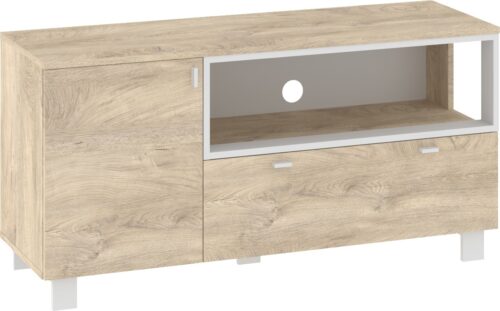 GAVES 12 baldų komoda, stalas, TV spintelė svetainei, palėpė, ąžuolas, baltas