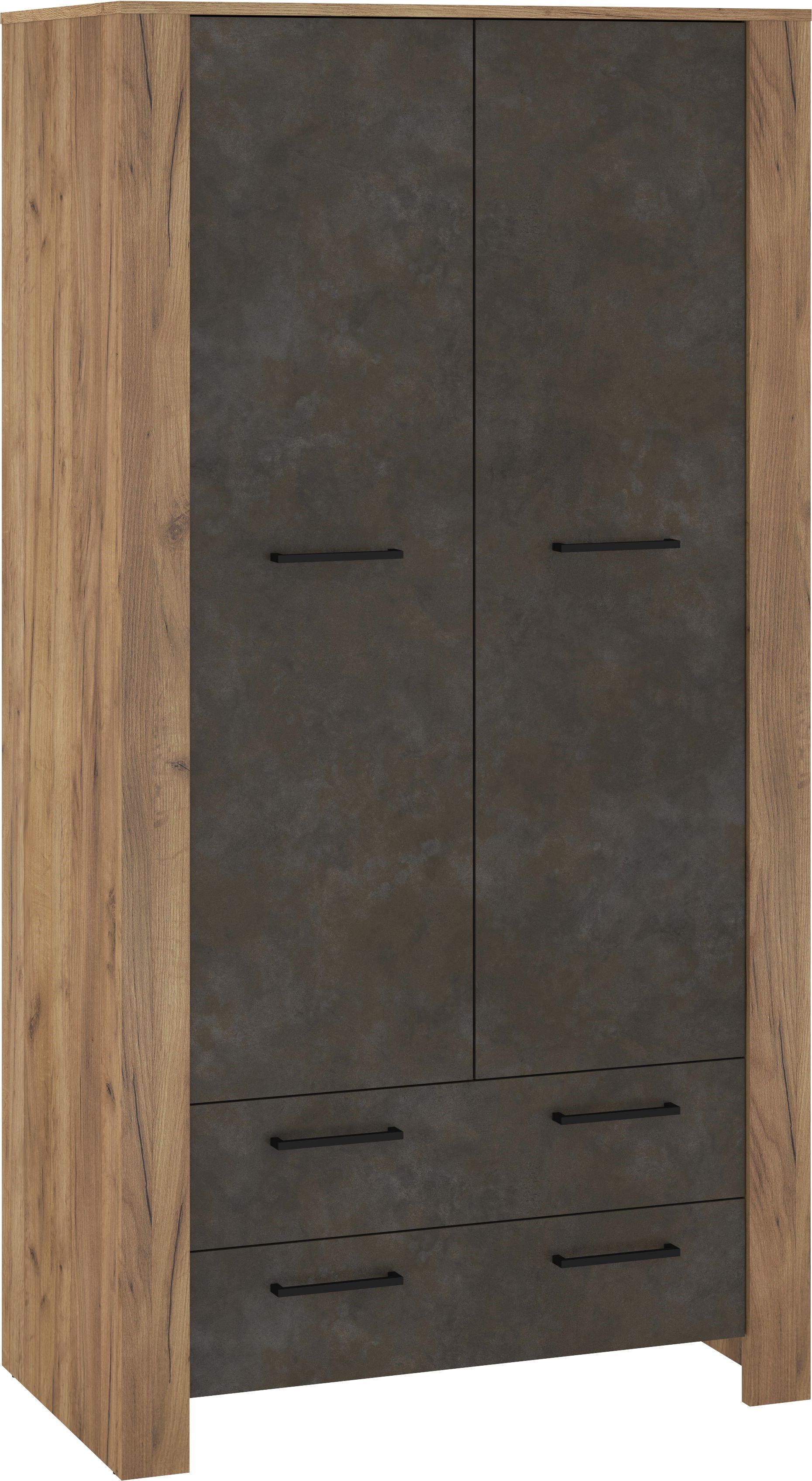 DELIS 12 baldų spinta su stalčiais prieškambariui, svetainei, aukso spalvos, ruda