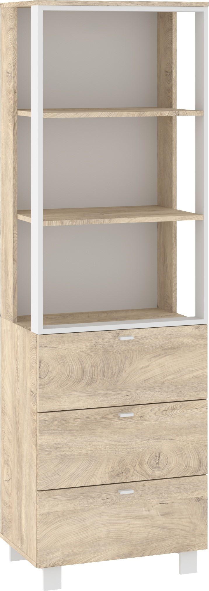 GAVES 11 baldai, aukšta lentyna su lentynomis ir stalčiais, palėpė, ąžuolo imitacija, balta