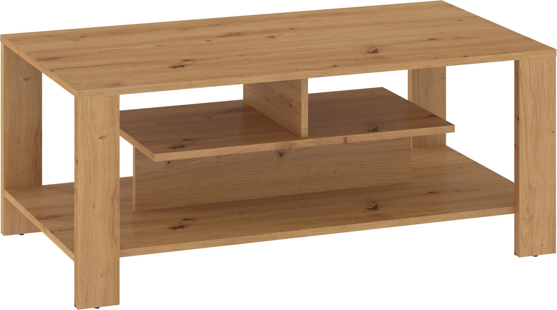 DELIS 06 kavos staliukas su lentyna svetainei, ąžuolo spalvos