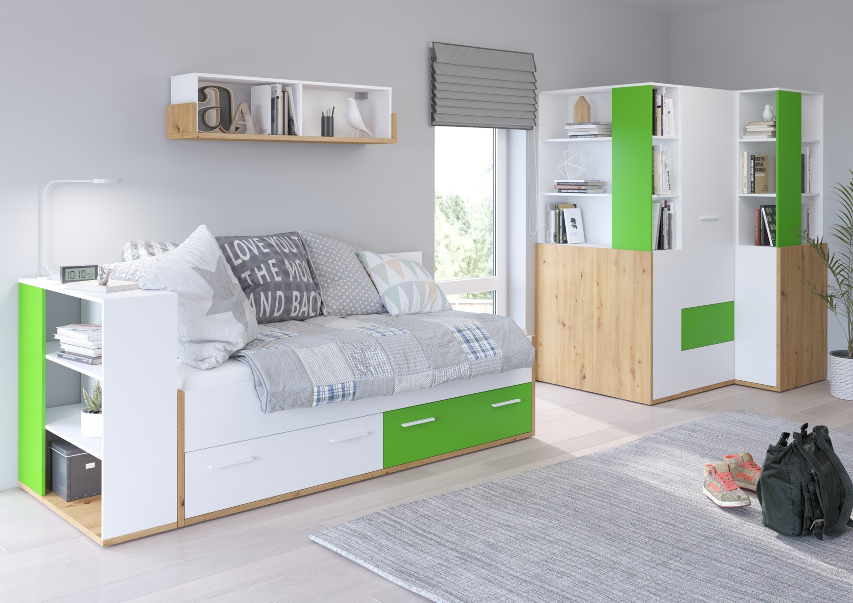 HEY baldai #5 jaunimo komplektas sieninė spintelė