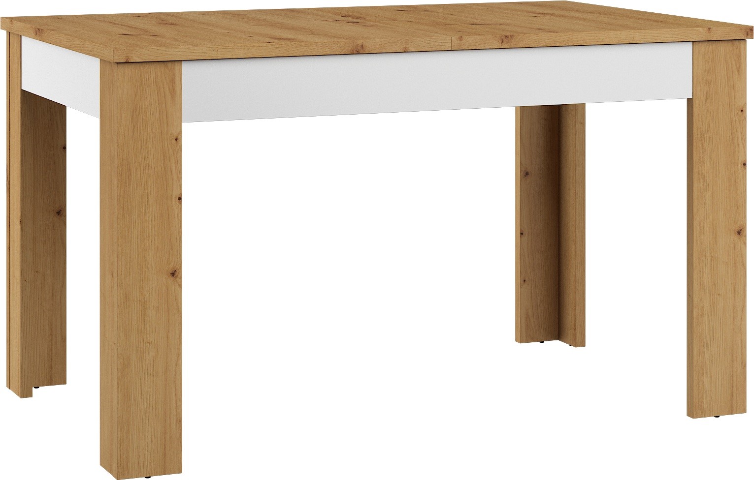 BRITA 22 baldai, išskleidžiamas stalas svetainei, valgomajam, meniškas ąžuolas, baltas