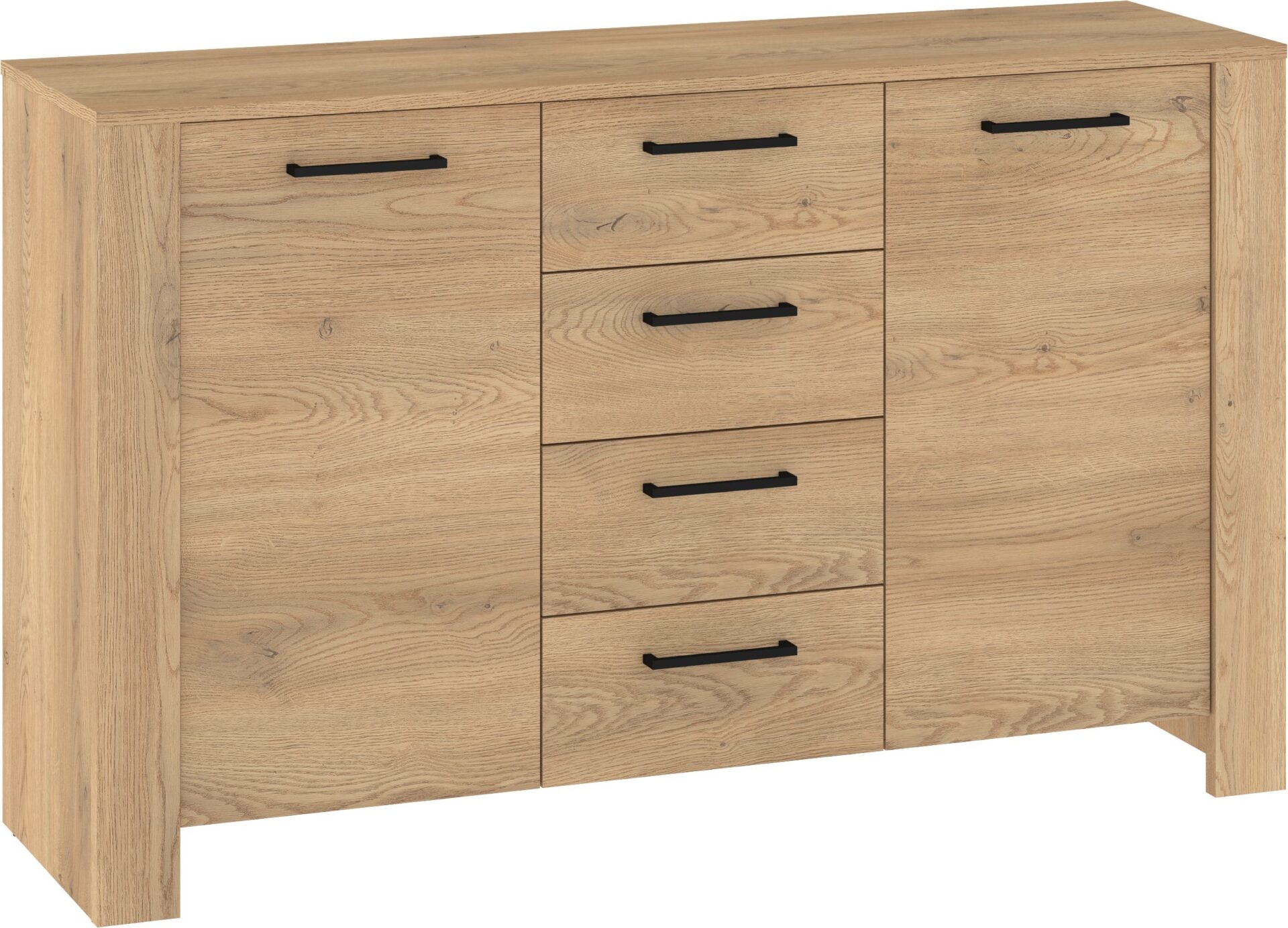 DELIS 03 didelė komoda su durelėmis svetainei, kremonos ąžuolas