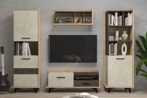 BOX baldai #2 kambarių sieninė spintelė knygų lentyna TV spintelė lentyna cremona grana ąžuolas