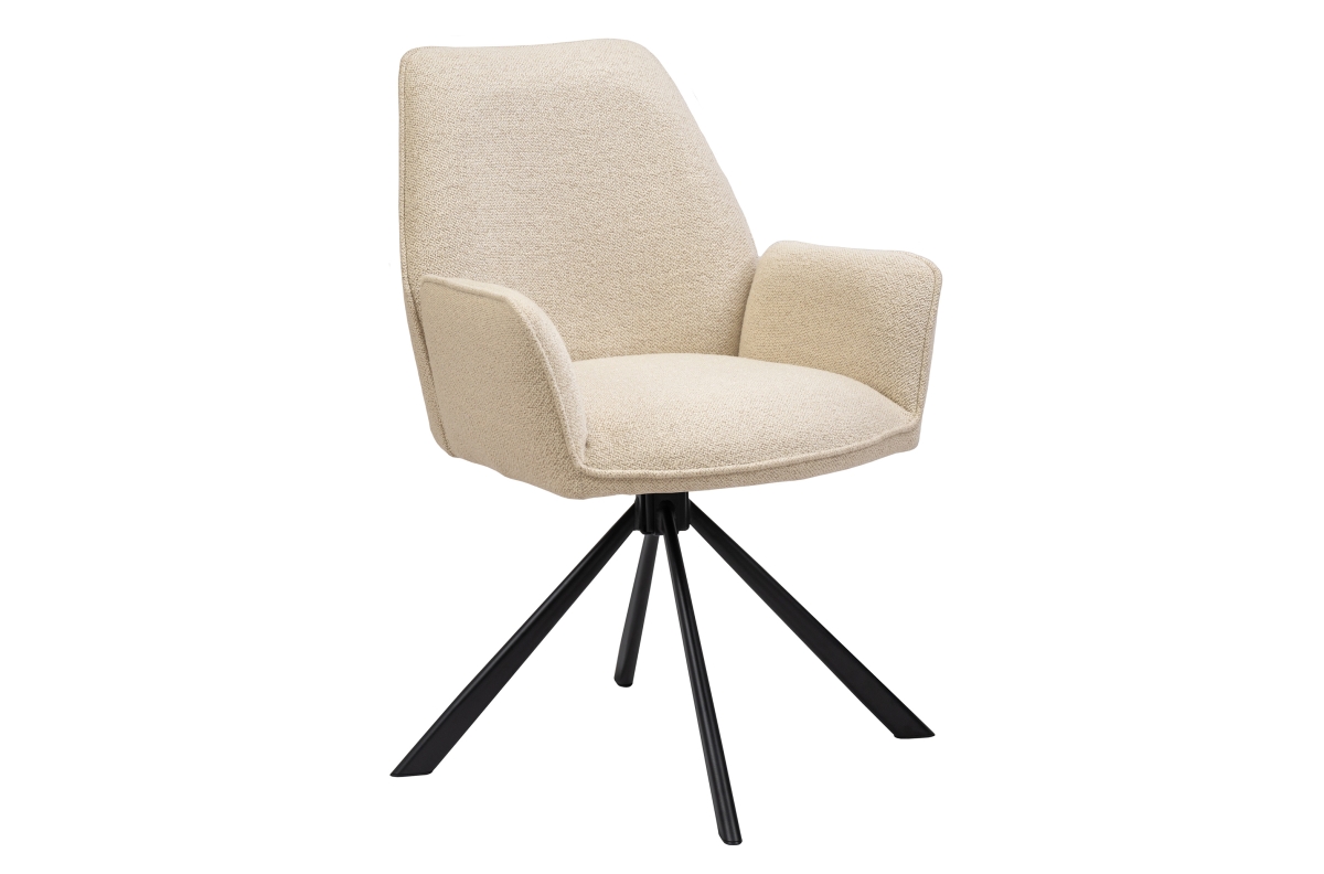 YUNI Cream (Monza 90 audinys) - MODERNI SUKAMA KĖDĖ, APMUŠTA BUKLE MEDŽIAGA, SKIRTA SVETAINEI, VALGOMAJAM, BIURUI, PALĖPEI