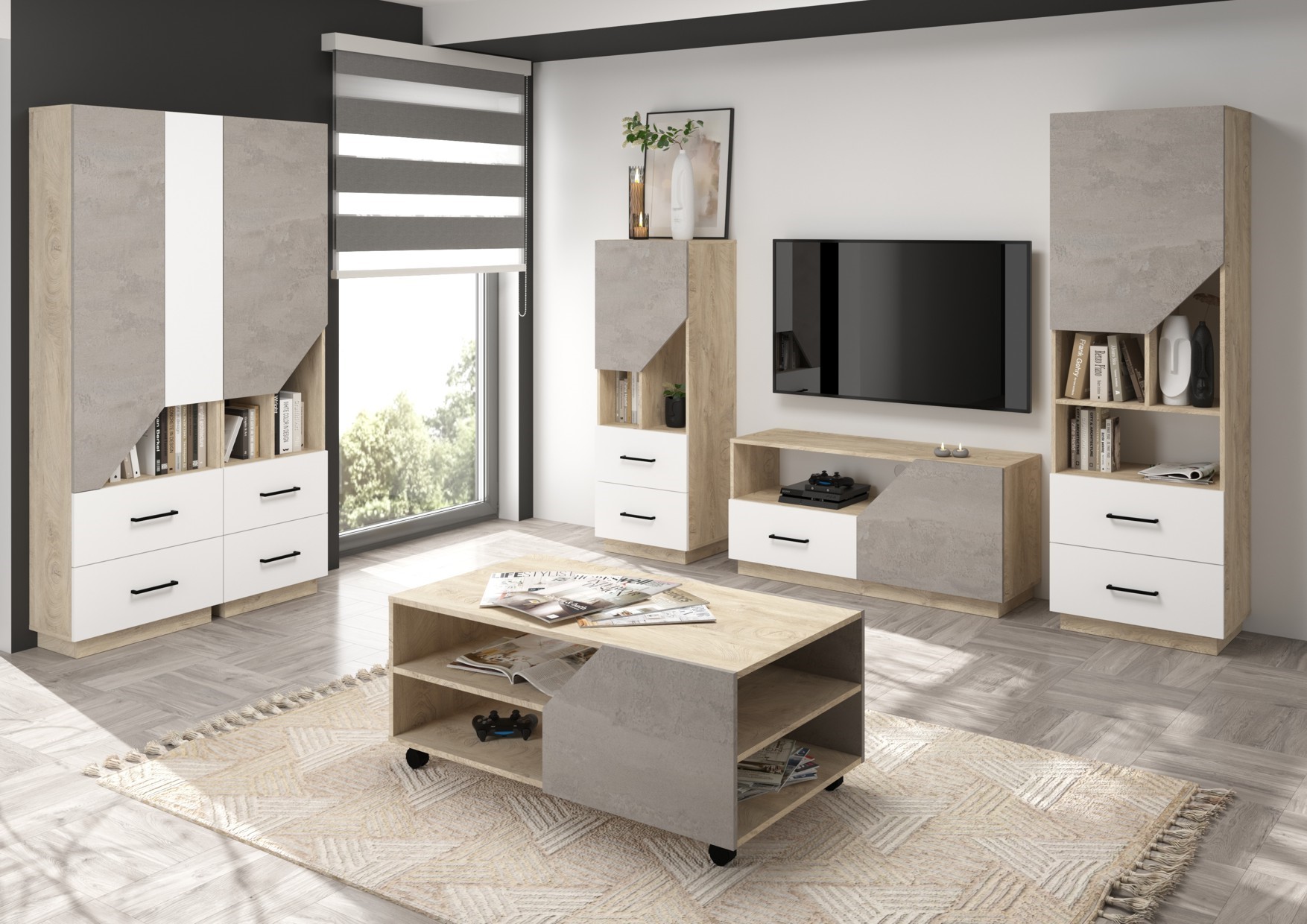 EPA baldų komplektas Nr. 2 sieninė svetainės spintelė