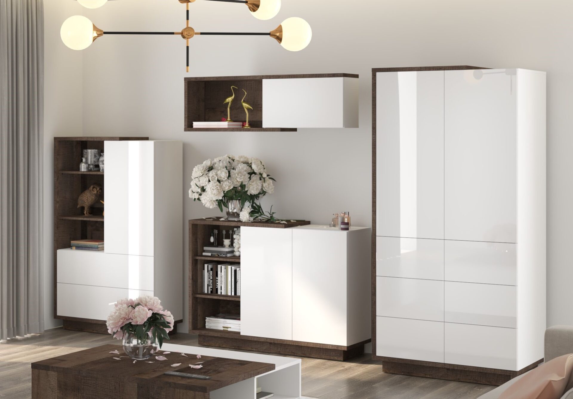 BRITA baldai #4 kambarių knygų lentyna komoda drabužių spinta lentyna ąžuolas grange baltas blizgus